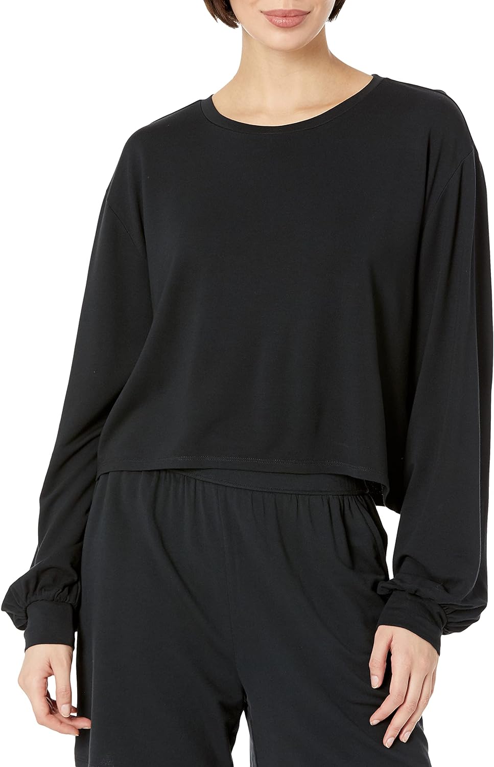 The Drop Women's Araya Bell Sleeve Drapey Cropped Top