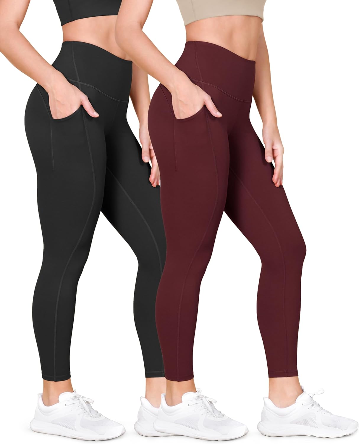 ODODOS ODLEX 2-Pack 7/8 Workout Leggings for Women High Waist Tummy Control Running Athletic Capris Leggings