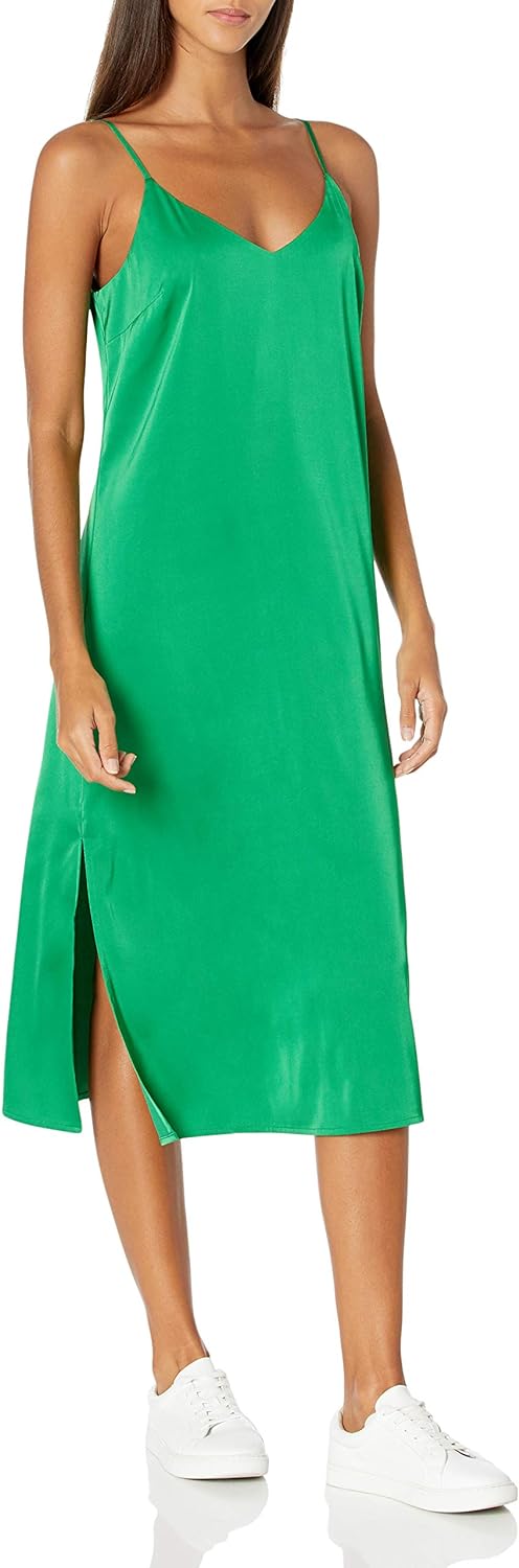 The Drop Women's Ana Silky V-Neck Midi Slip Dress