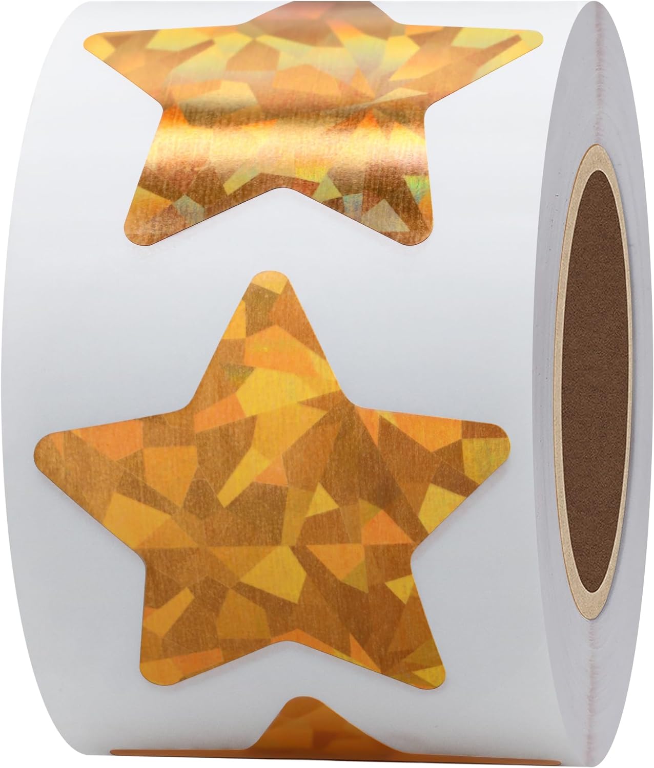 Hybsk Gold Star Stickers Metallic Foil Labels 1.5 Inch 500 Total Per Roll (Gold - Holographic)
