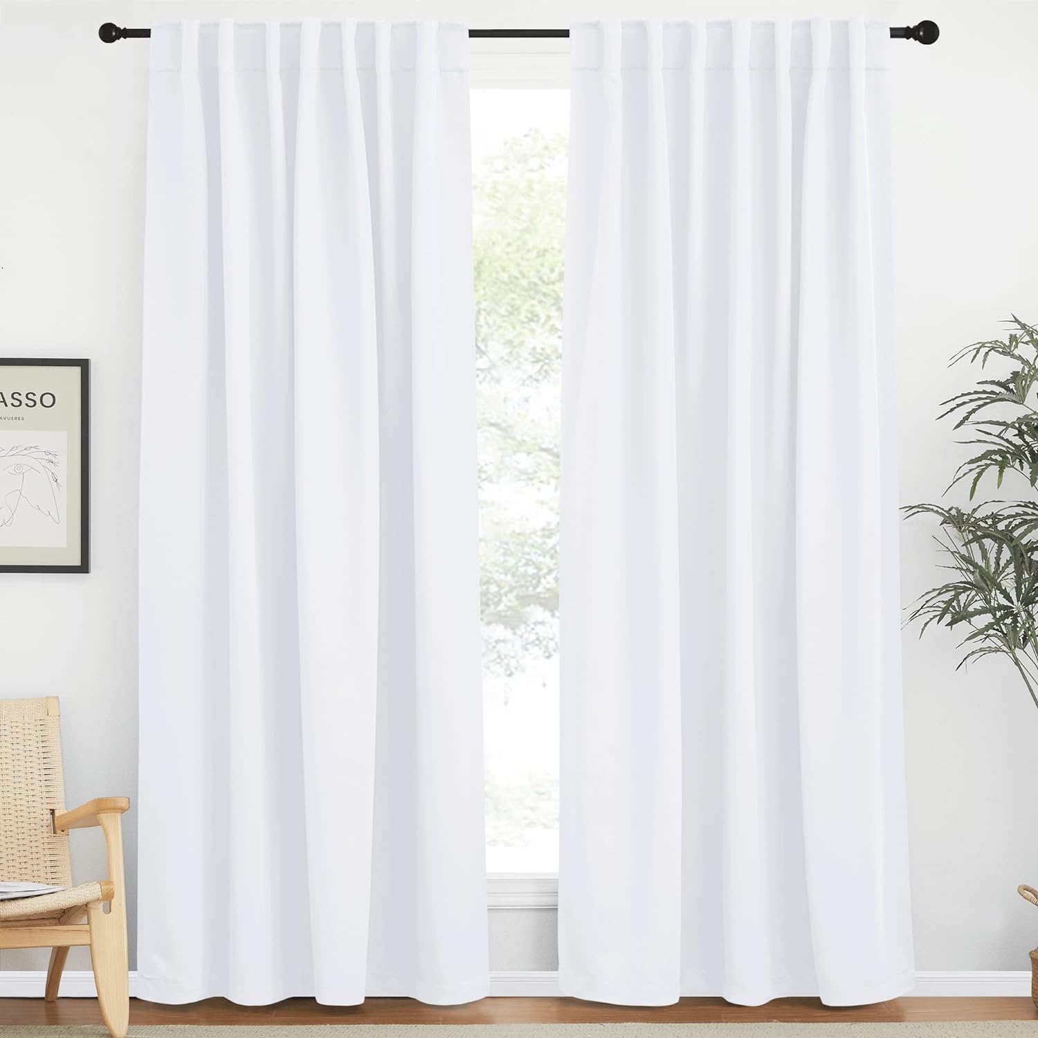 NICETOWN Bedroom Curtains Blackout Curtain Panels - (Dark Mallard Color) 52x95 inch, 2 PCs, Insulating Energy Saving Solid Rod Pocket Blackout Drapes
