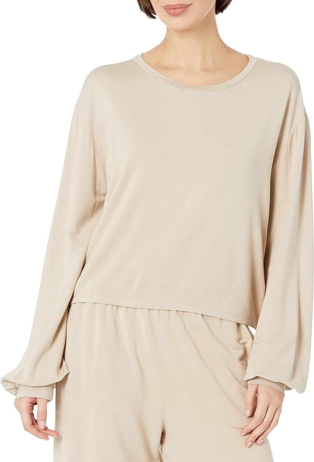The Drop Women's Araya Bell Sleeve Drapey Cropped Top