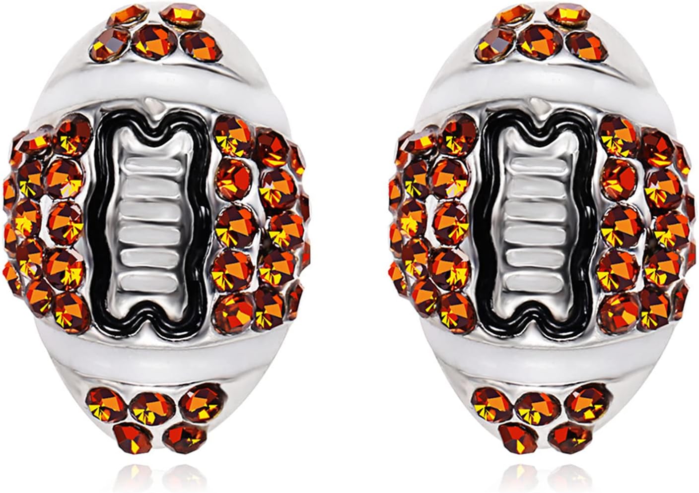 Football Earrings for Women, Beaded Football Stud Earrings, Rugby Earrings, Shiny Rhinestones Crystal Drop Earrings, Fun Sports Game Ball Earrings, Football Jewelry Gift for Women Girls Sports Lovers