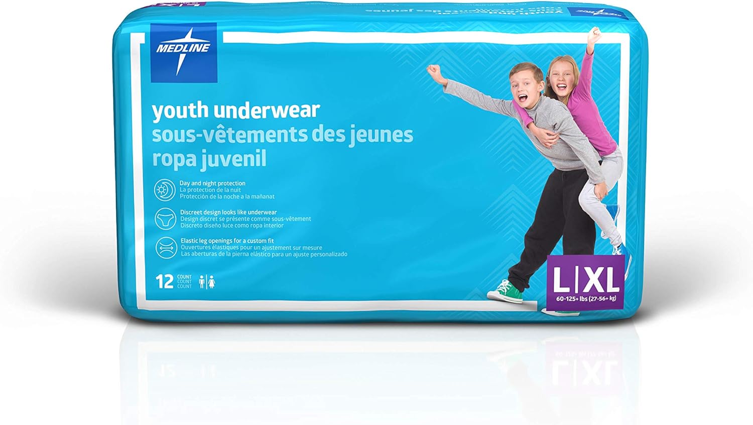 Medline Drytime Disposable Protective Youth Underwear, Small/Medium, 15 Count (Pack of 4)