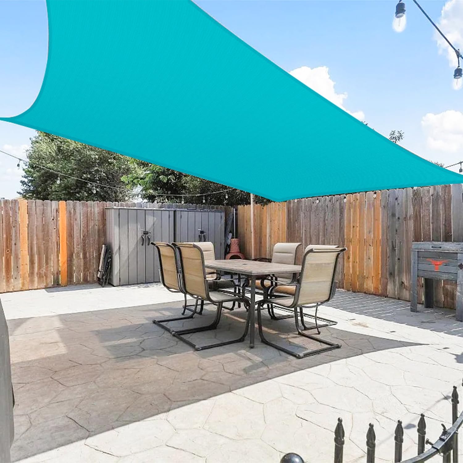 E&K Sunrise 15' x 19' Waterproof Sun Shade Sail Outdoor Rectangle Canopy Shade Cover UV Block for Pergola Patio Backyard Garden Deck (Turquoise)