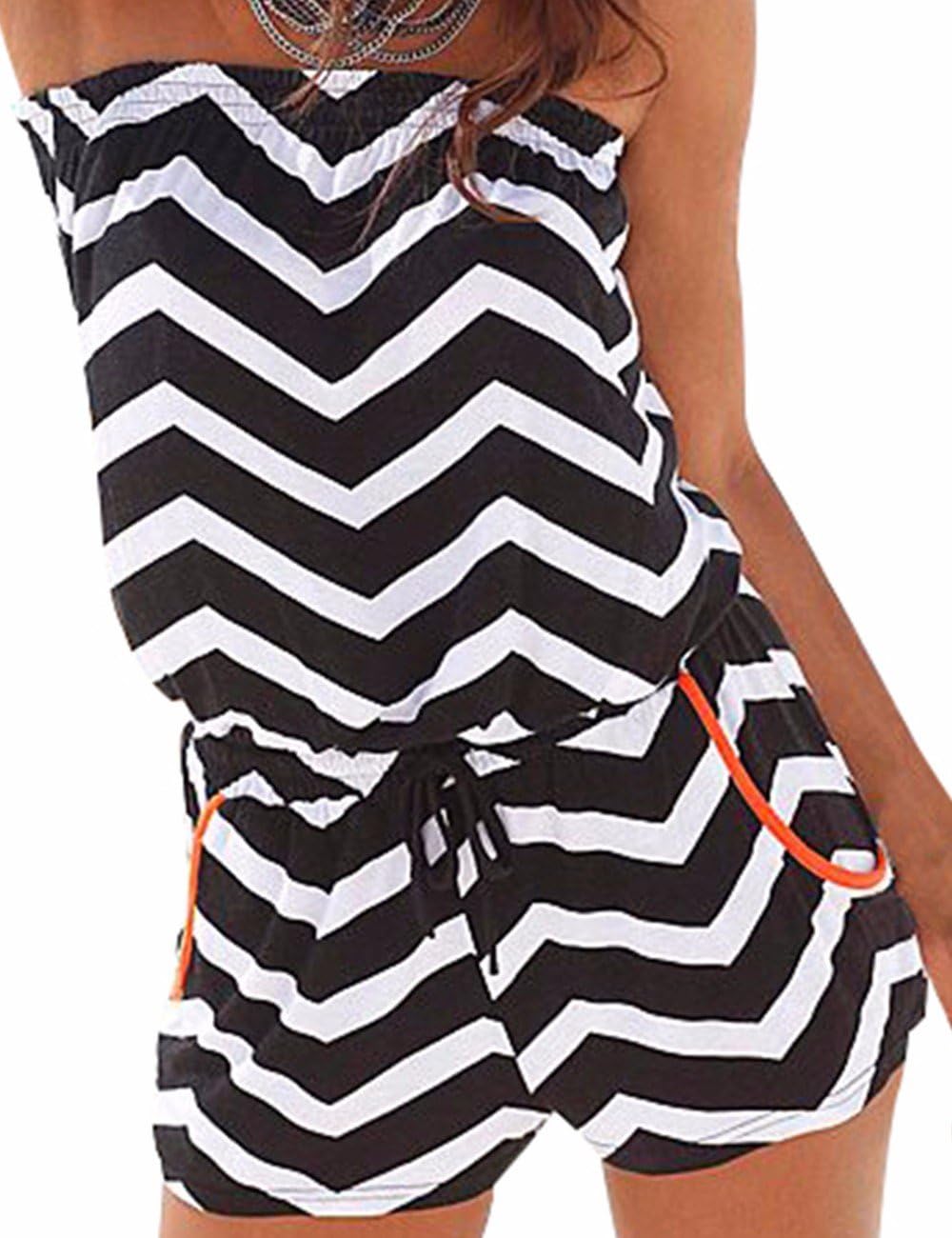 Sexyshine Women Strap Off Shoulder Printed Beachwear Tank Short Romper Jumpsuits