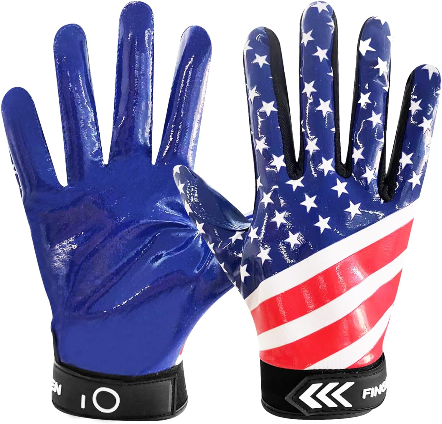 FINGER TEN Football Receiver Gloves Men Adult Receiving Gloves Pro 2.0 Grip Gloves Breathable in USA White Red Black Blue Small Large Medium X-Large