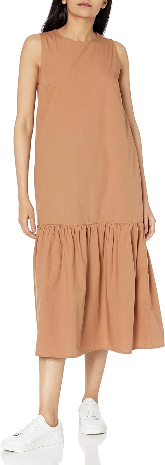 The Drop Women's Ilana Loose Sleeveless Wide-Hem Poplin Maxi Dress
