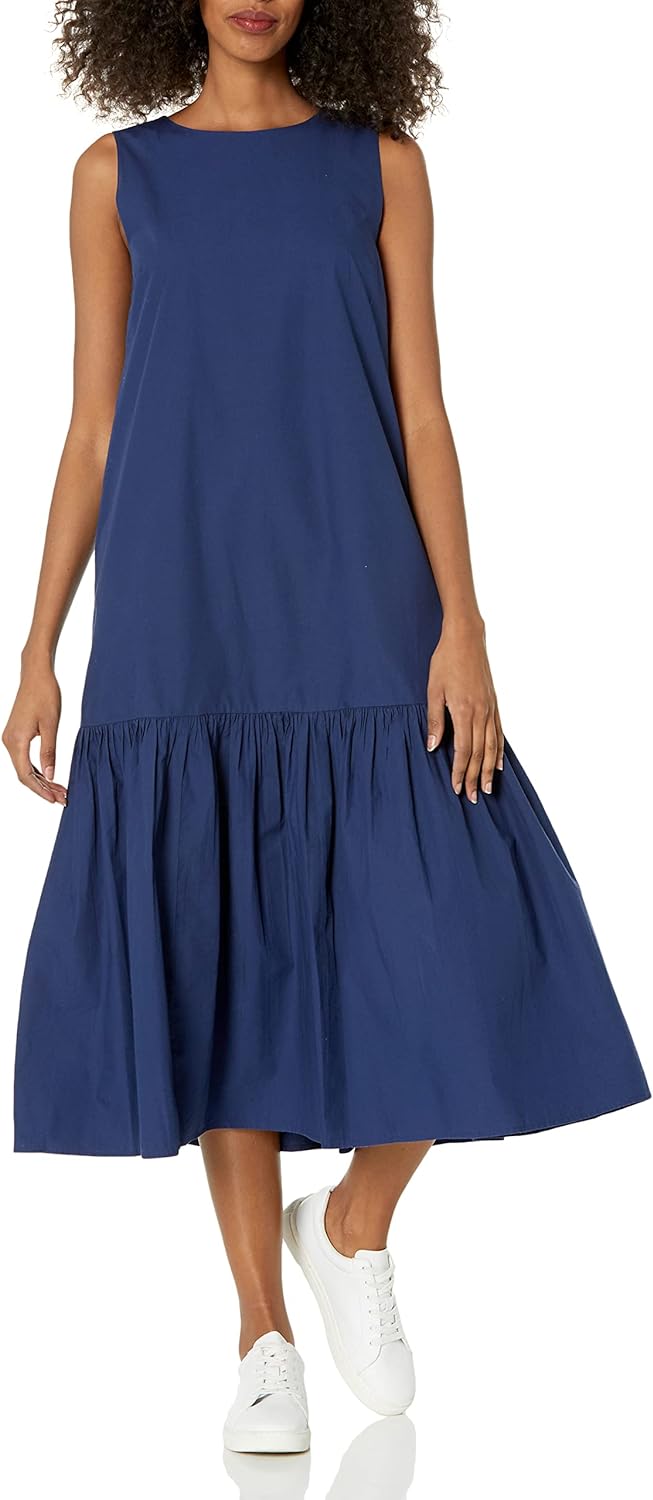The Drop Women's Ilana Loose Sleeveless Wide-Hem Poplin Maxi Dress
