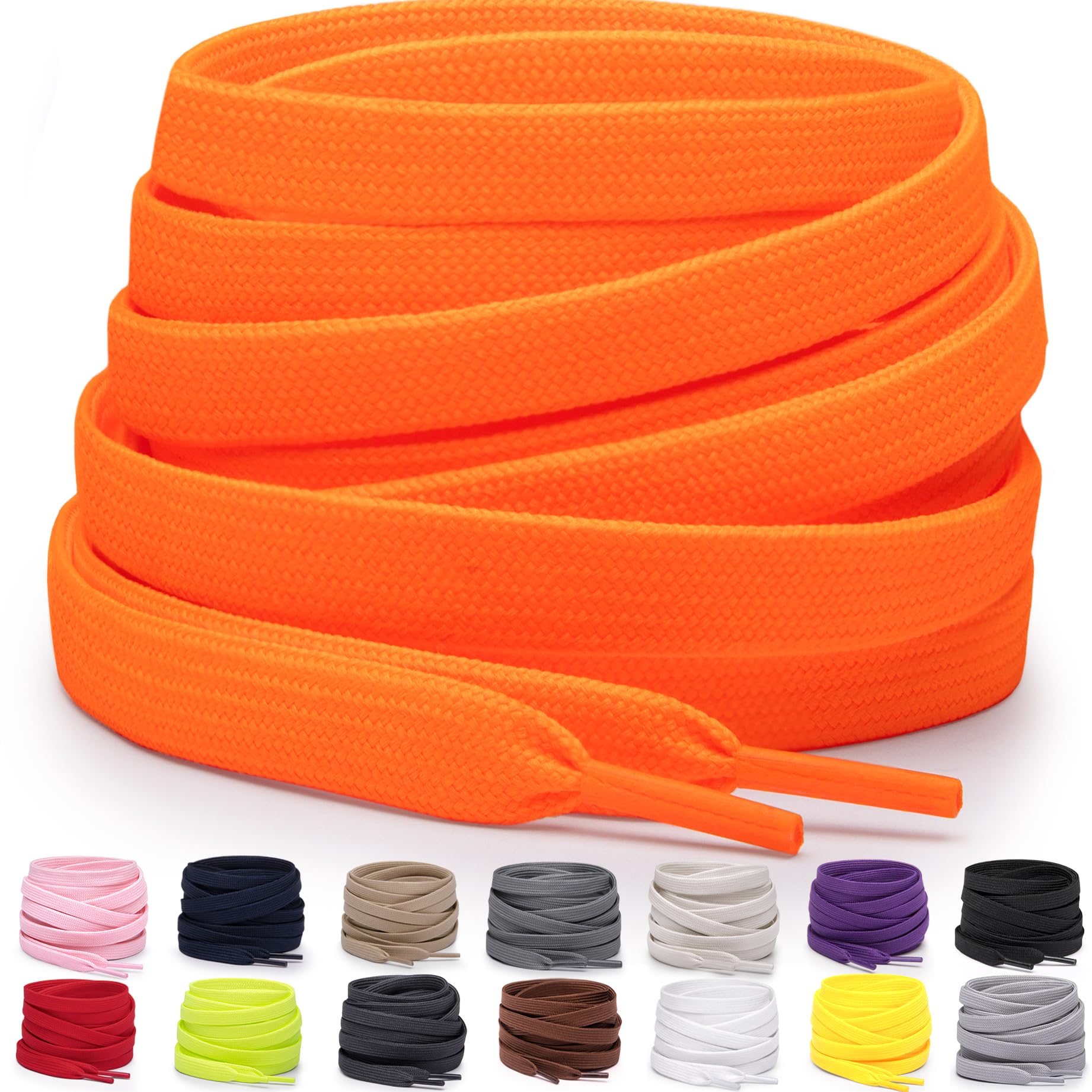 Miscly Flat Shoe Laces for Sneakers, Multiple Lengths and Colors Available (Brown, 72″ (183 CM))