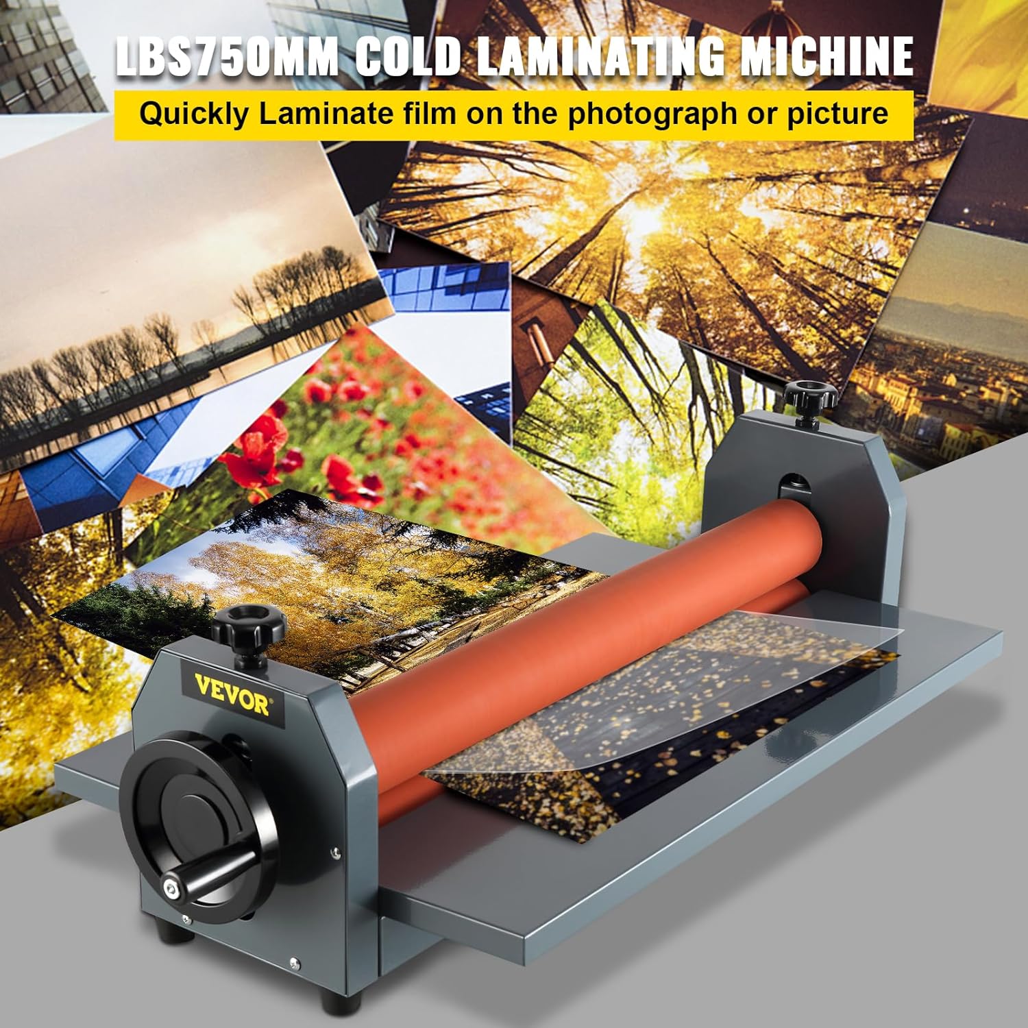 VEVOR Manual Cold Roll Laminator Vinyl Photo Film Mounting Laminating Machine Cold Roll Laminating Machine, black