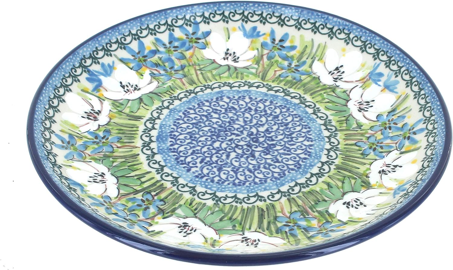 Polish Pottery Rooster Row Dessert Plate