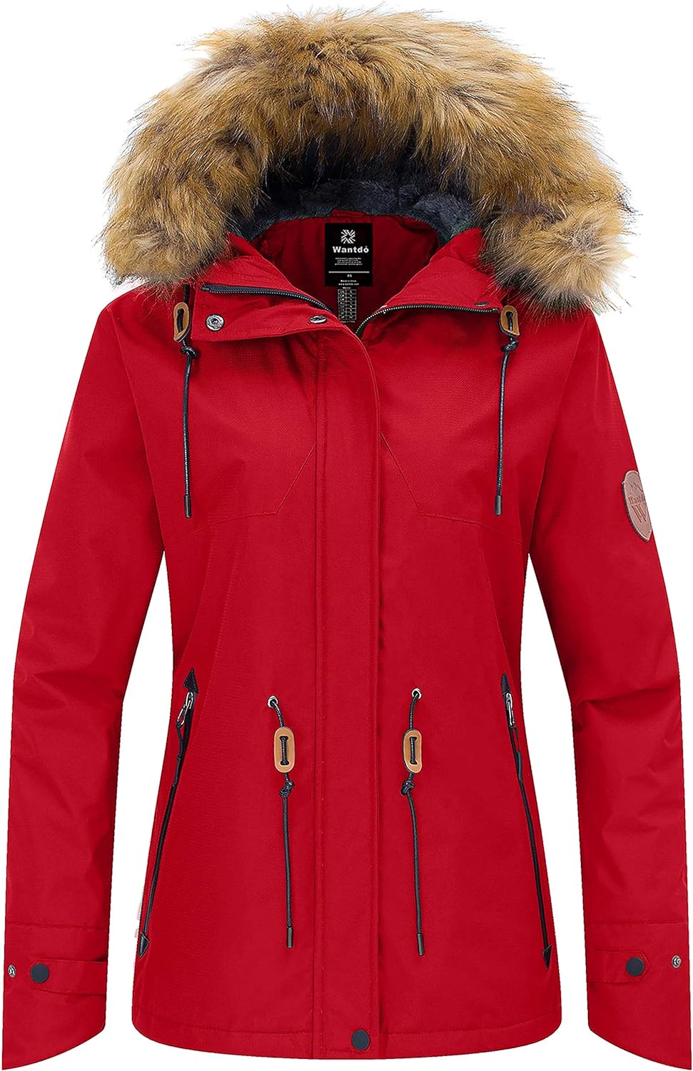 Wantdo Women's Waterproof Ski Jacket Hooded Winter Snow Coat Mountain Snowboarding Jackets Insulated Fleece Parka