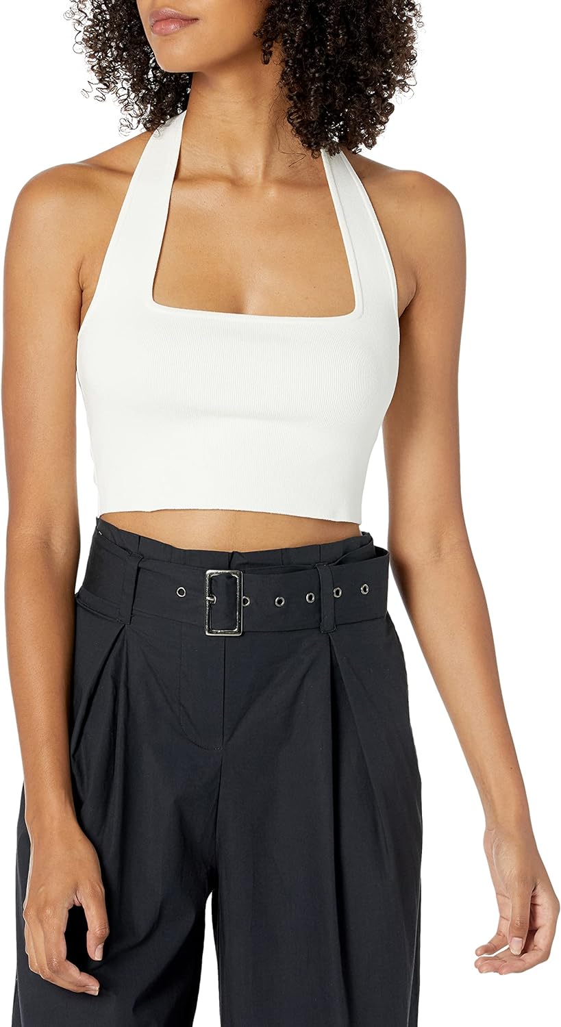 The Drop Women's Greta Fitted Square-Neck Halter Sweater Bralette