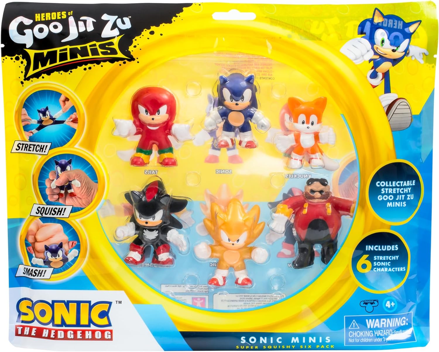 Heroes of Goo JIT Zu Minis Sonic 6 Pack - Collectible Stretchy Minis, 6 Stretchy Sonic Characters