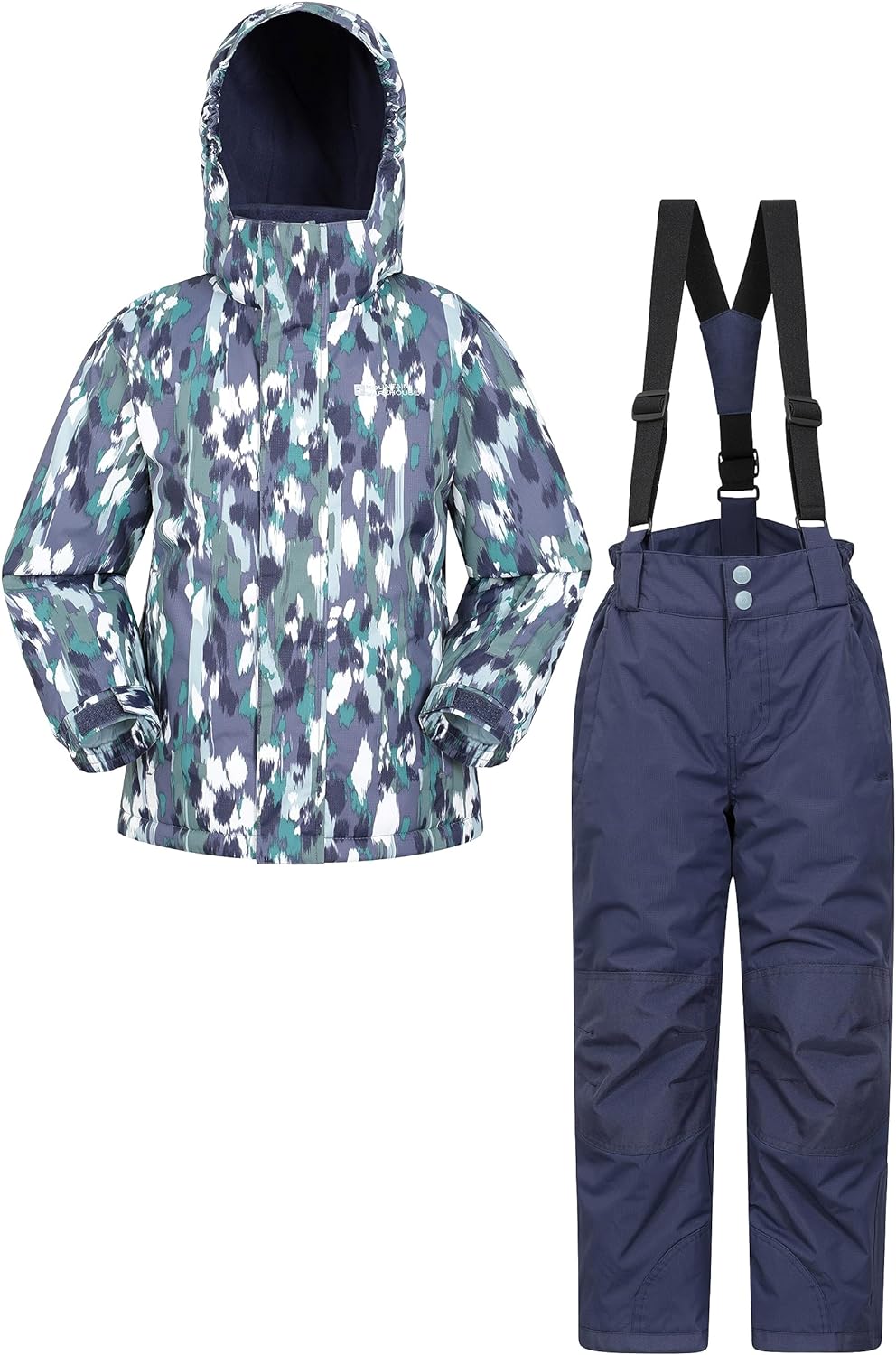Mountain Warehouse Kids Snow Resistant Ski Jacket and Pants Set - Front Pockets, Fleece Lined, Integrated Inner Dress - Snowboarding Winter