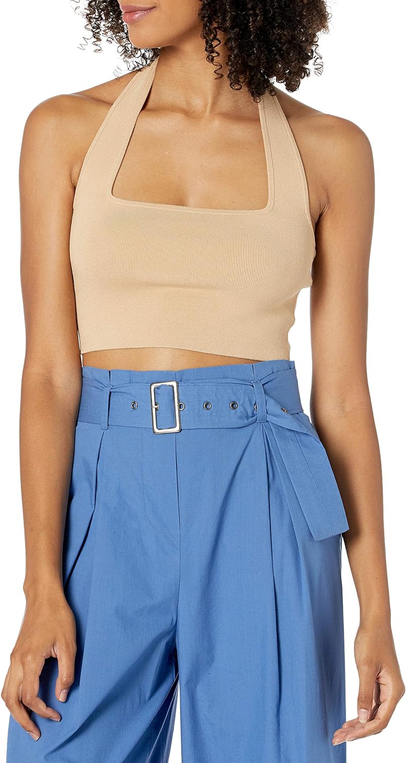 The Drop Women's Greta Fitted Square-Neck Halter Sweater Bralette