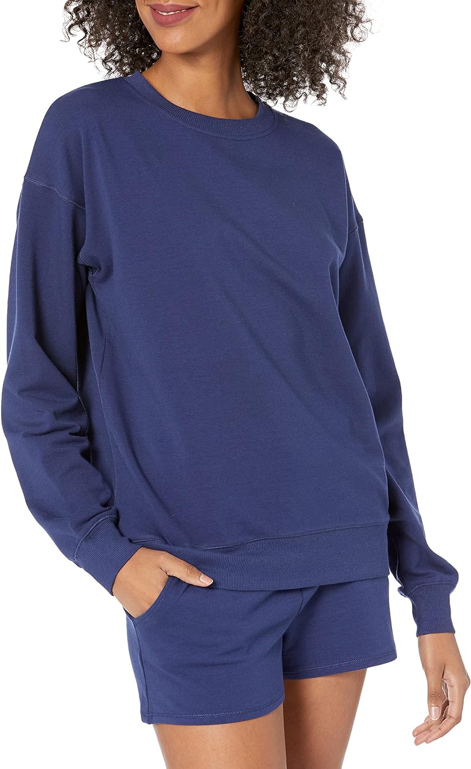 The Drop Women's Margot Loose Long-Sleeve Crewneck Drop-Shoulder Sweatshirt