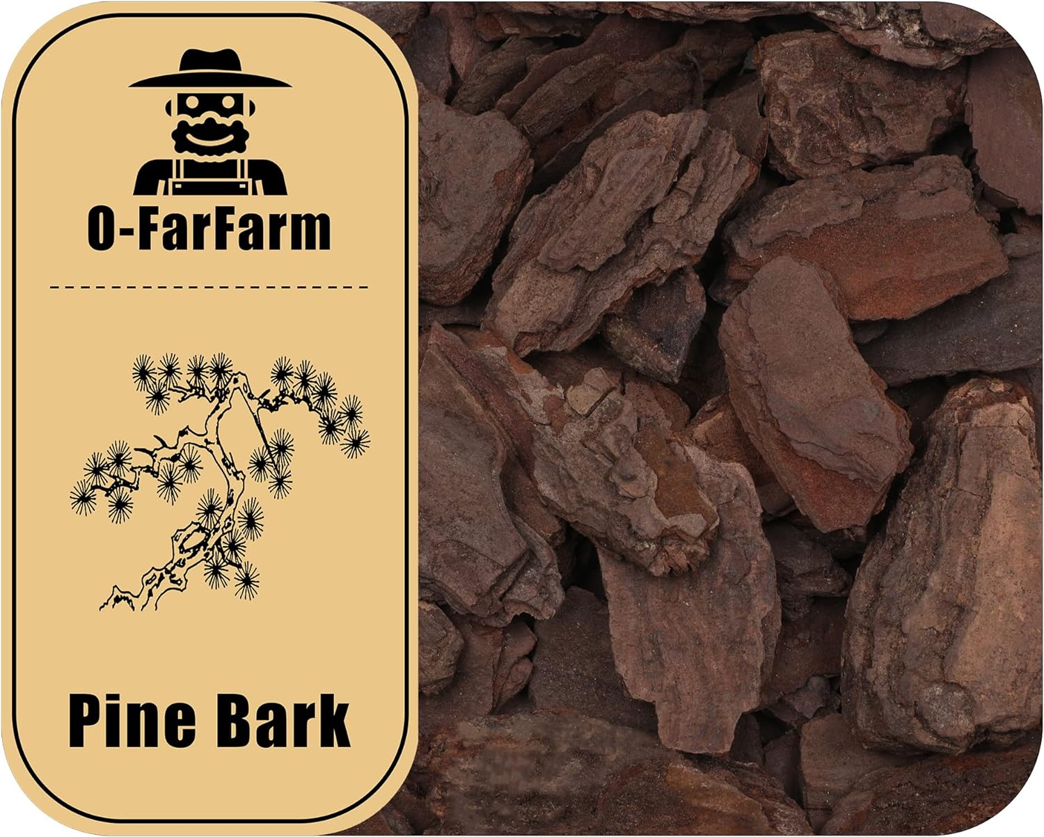 O-FarFarm Orchid Bark for Plants, Organic Pine Bark for Proper Root Development for Phalaenopsis, Cattleyas, Dendrobiums, Oncidiums, Paphiopedilums and More (2qt, Large(18-35mm))