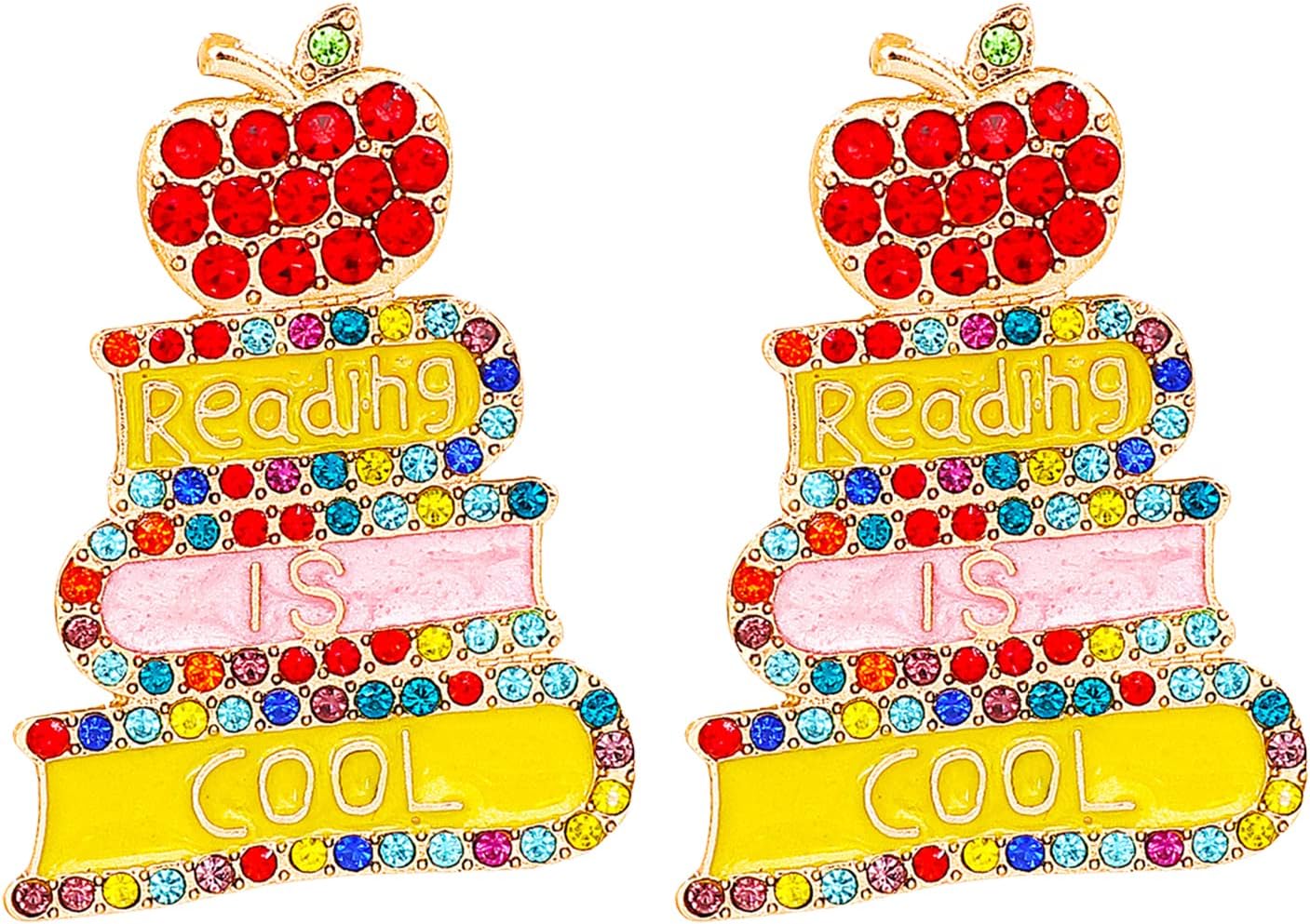 Beaded Teacher Earrings for Women, Colorful Beaded Apple Book Earrings for Teachers, Teacher Dangle Earrings Back To School Earrings, Teacher Appreciation Jewelry Gifts for Women Girls