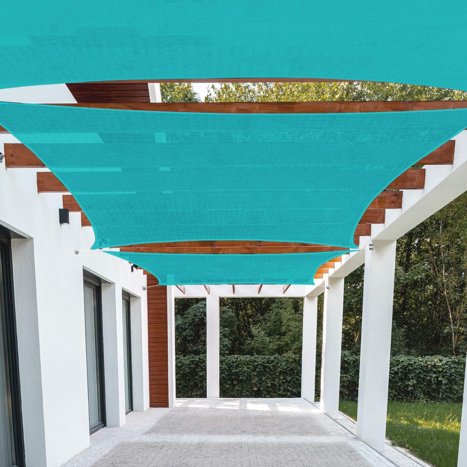 Patio Paradise 17' x 21' Turquoise Sun Shade Sail Rectangle Canopy UV Block Resistant Heavy Duty Commercial Grade for Patio Backyard Lawn Garden Outdoor Activities -Customized