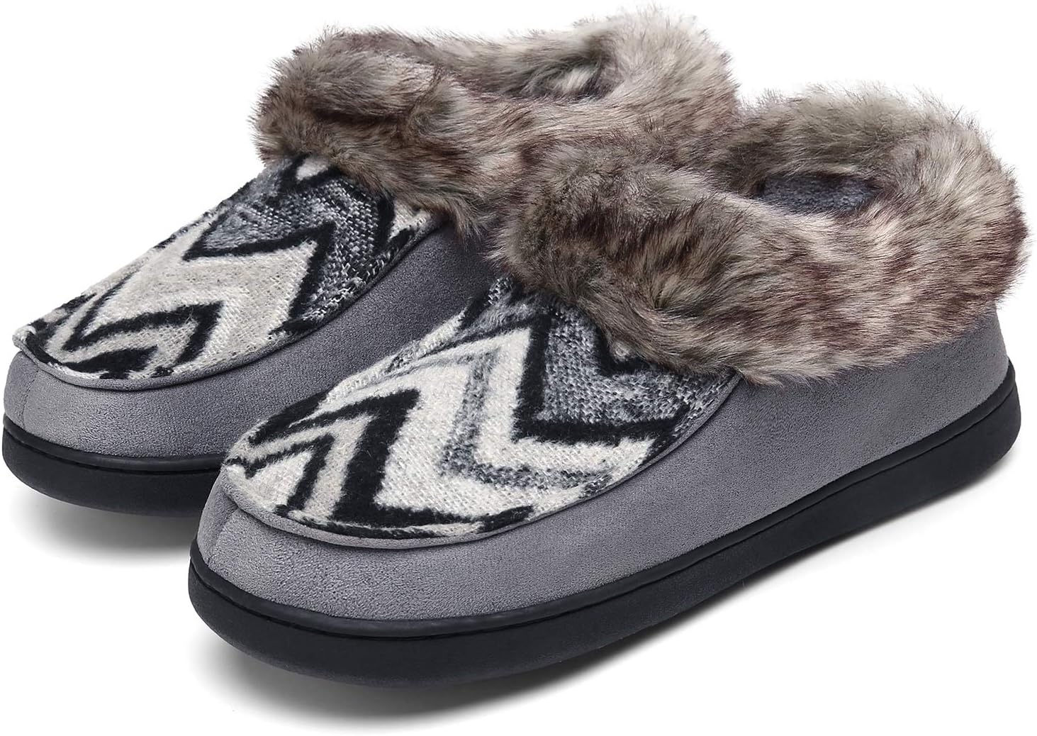 Mishansha Womens Comfy Moccasin Slippers Fuzzy Warm Fleece Lining House Shoes with Anti-Skid Indoor/Outdoor Rubber Sole