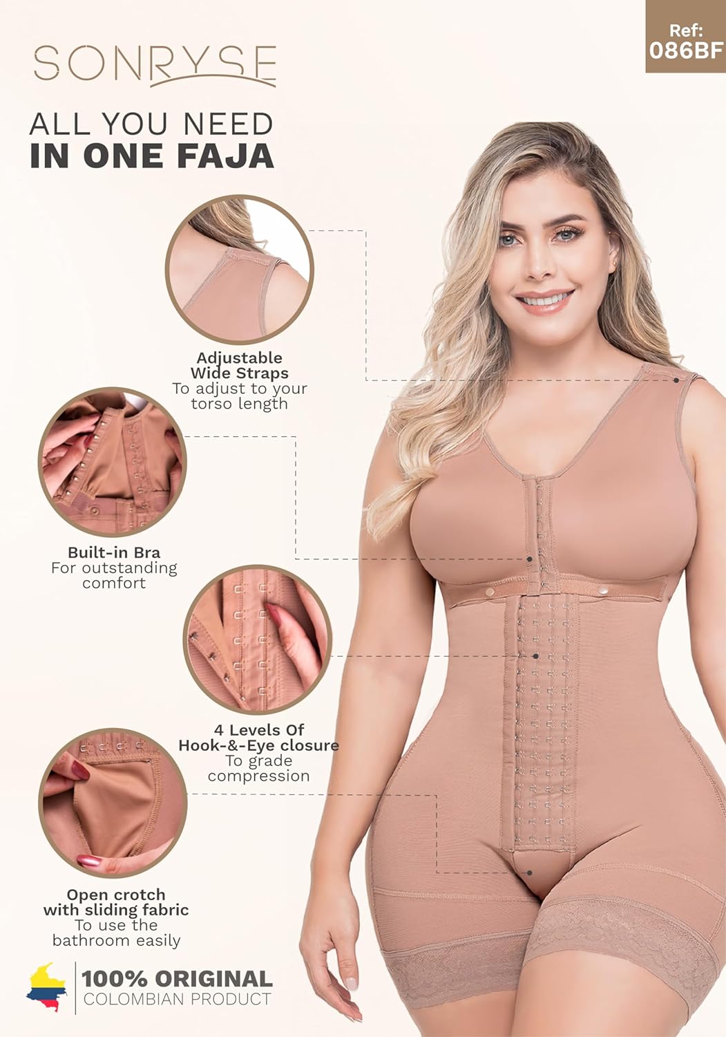 Sonryse Faja Colombianas Post Surgery Compression Garment Stage 2 Fajas Reductoras y Moldeadoras