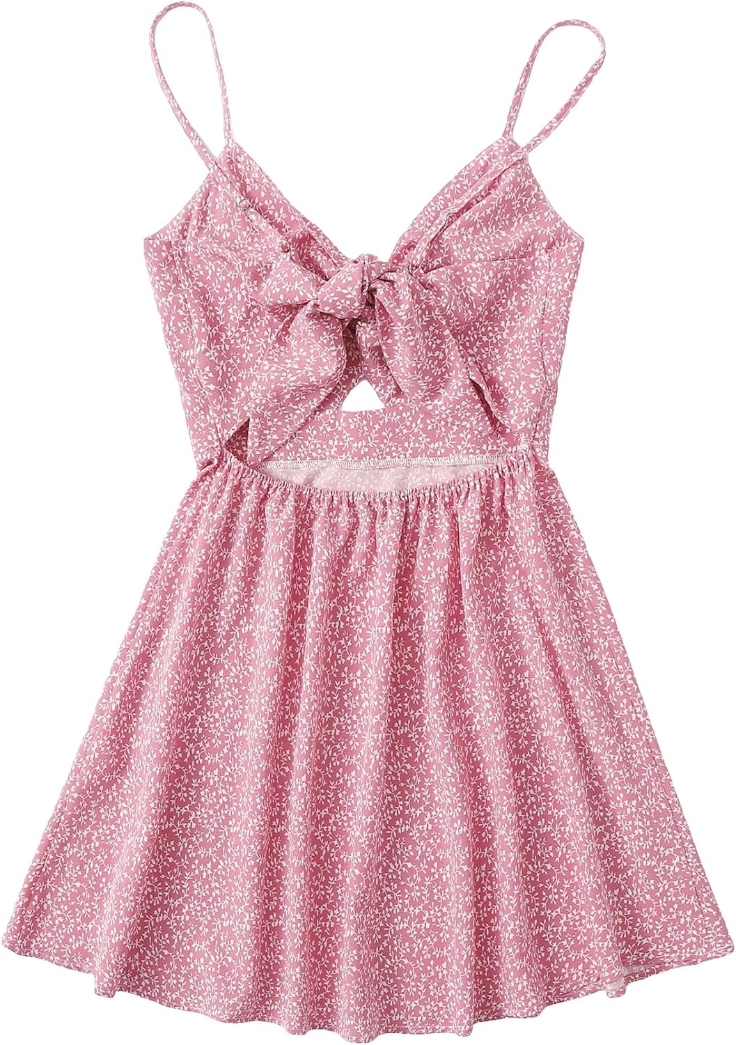 Floerns Women's Twist Front Knot Back Bow Plaid Cami Skater Dress