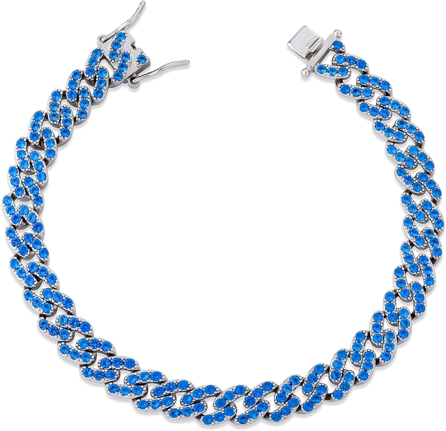 JINAO 6 Times 14K Gold Plated 8mm Men women Fully Iced Out Cubic Zirconia Dupre Cuban Link Chain Bracelet Hip Hop