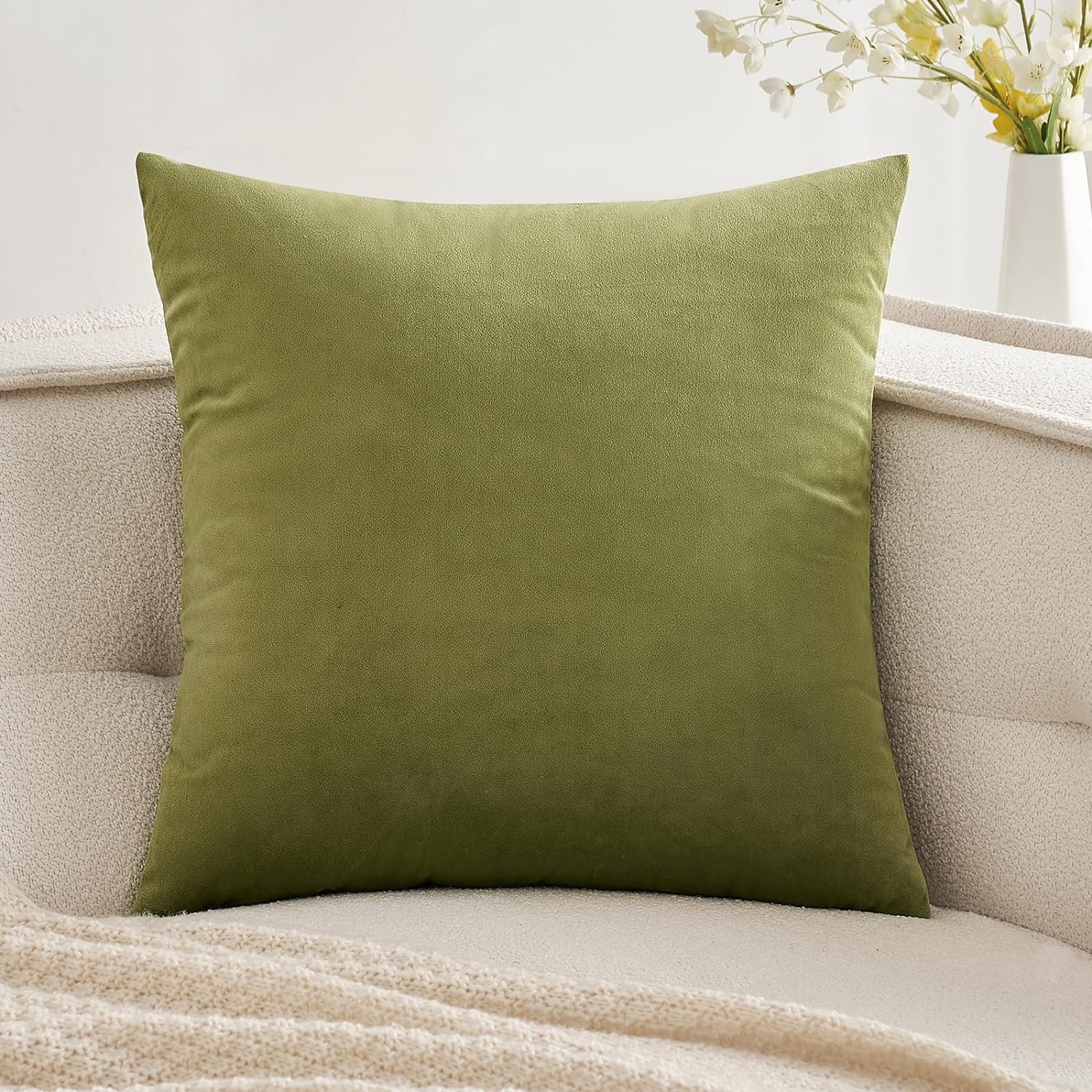 MIULEE Velvet Pillow Cover Decorative Square Pillowcase Soft Solid Cushion Case for Sofa Bedroom Car 16 x 16 Inch Dark Grey