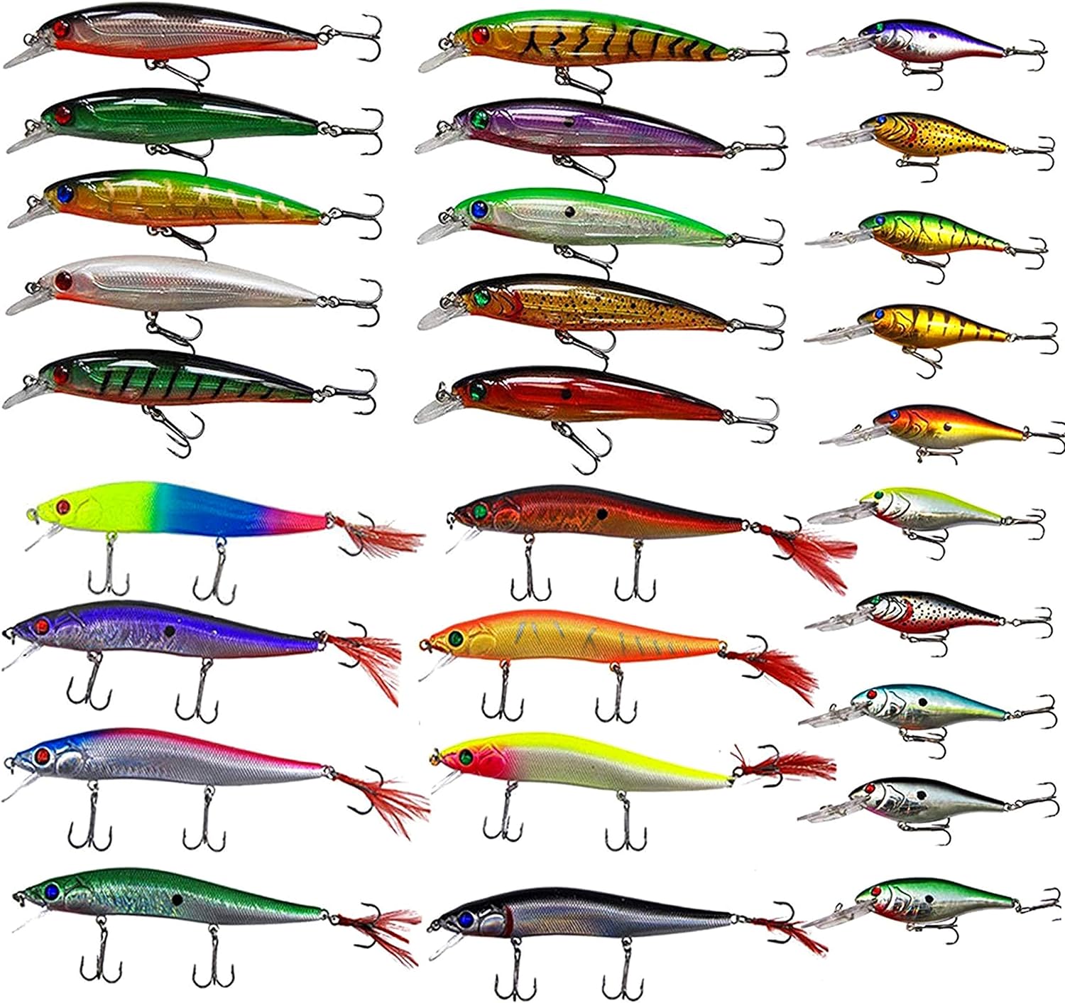 Hard Fishing Lures Saltwater Lures Swimbaits, Trout Bass Lures Lures with Treble Hooks 3D Minnow Lures for Saltwater Freshwater Lures