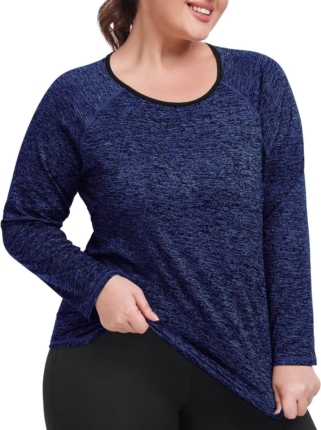 FOREYOND Women's Plus Size Long Sleeve Workout Shirts Lightweight Yoga Tops Active Shirt for Running Sport