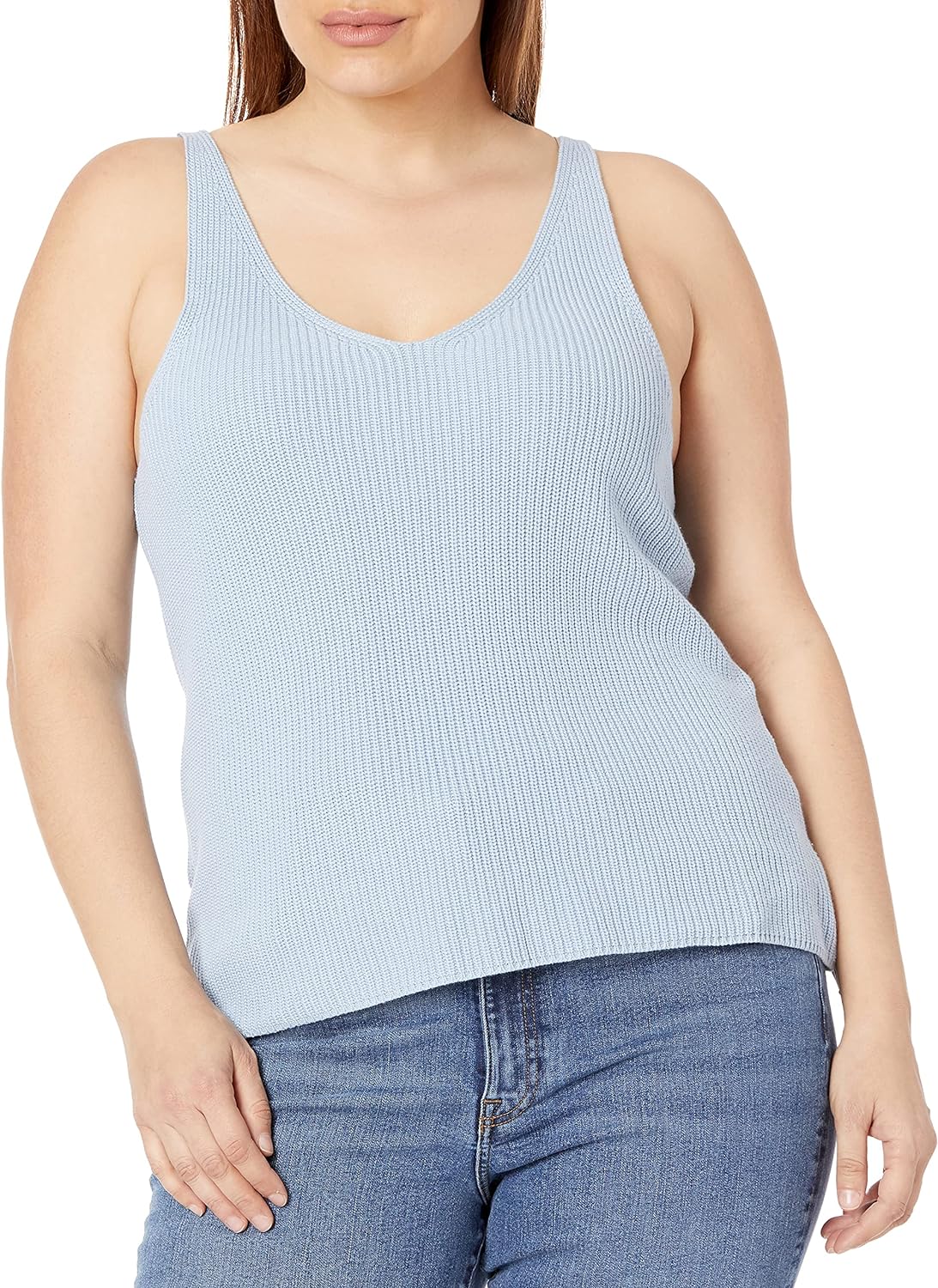 The Drop Women's Claire Double V-Neck Textured Rib Sweater Tank