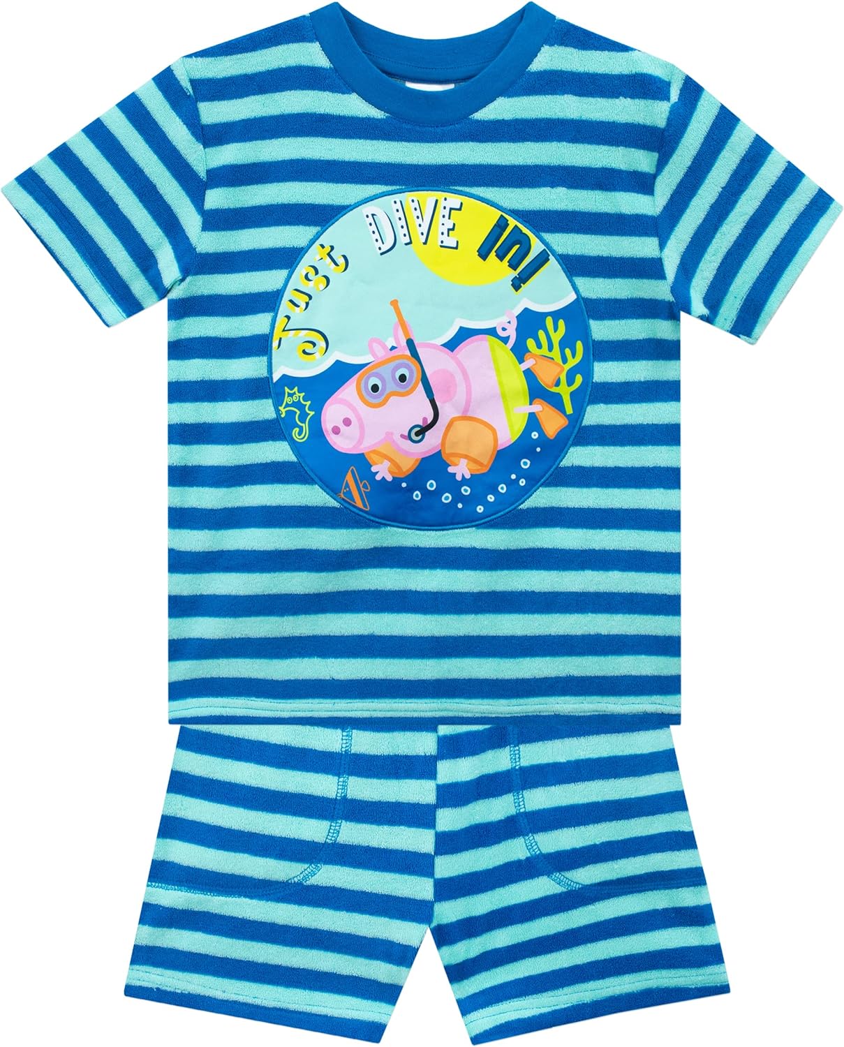 Peppa Pig T-Shirt and Shorts Set | George Pig Clothes for Summer | Boys Beach Shirt and Short