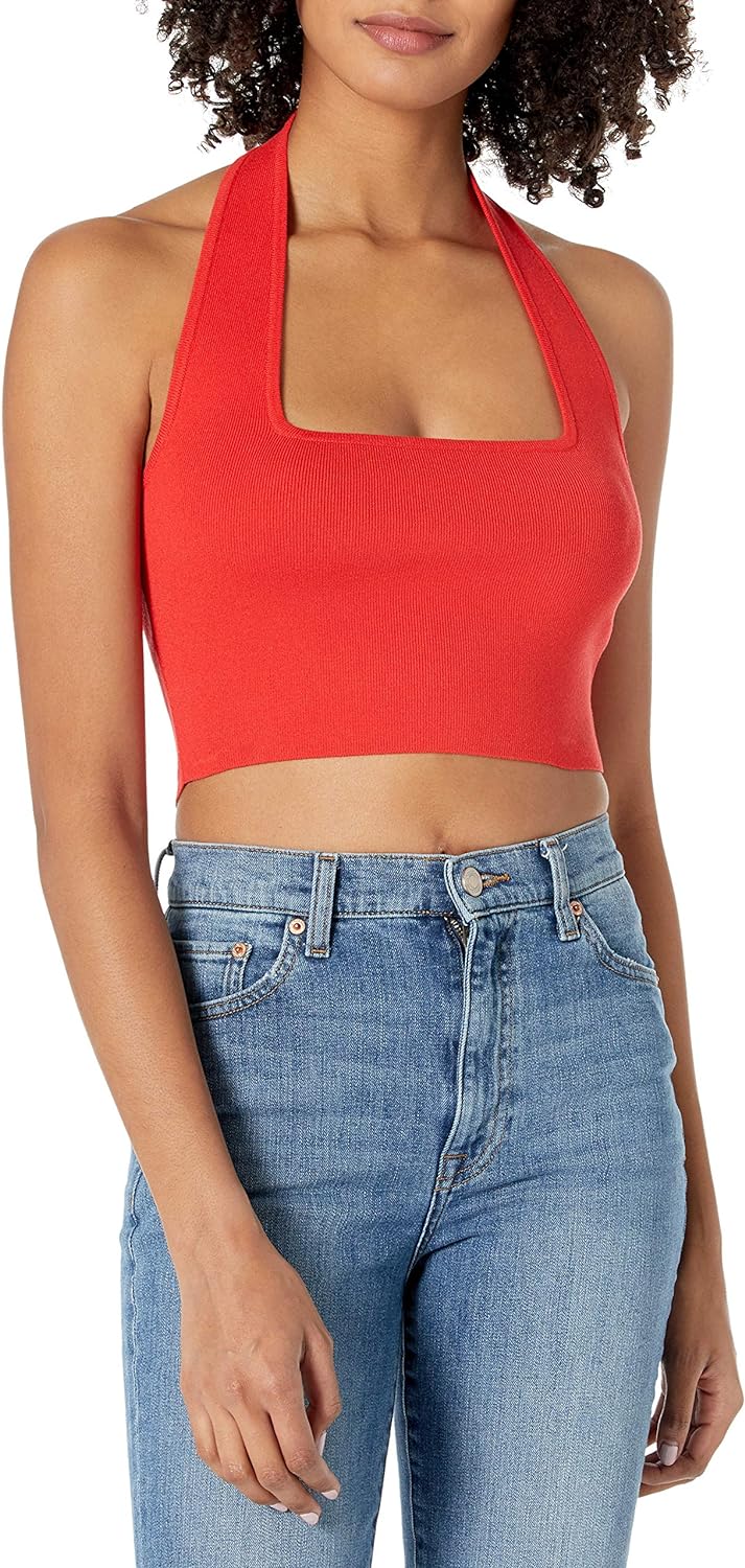 The Drop Women's Greta Fitted Square-Neck Halter Sweater Bralette