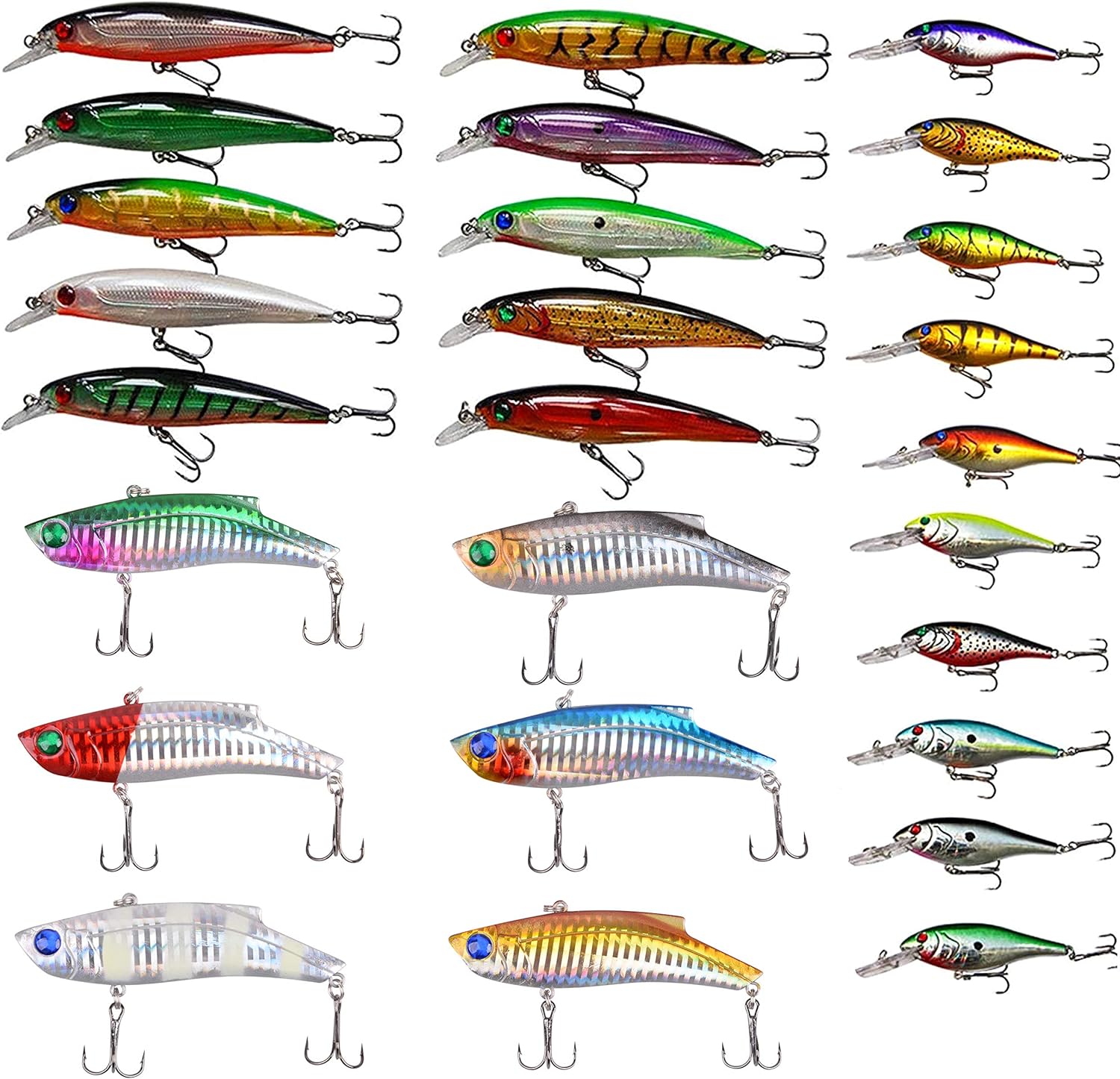 Hard Fishing Lures Saltwater Lures Swimbaits, Trout Bass Lures Lures with Treble Hooks 3D Minnow Lures for Saltwater Freshwater Lures